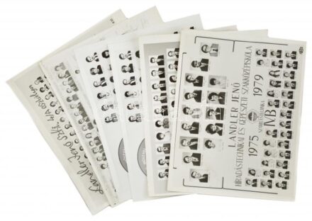 cca 1970-1989 Újpest, Landler Jenő Szakközépiskola, 6 db tablófotó, 30x25 cm körüli méretben