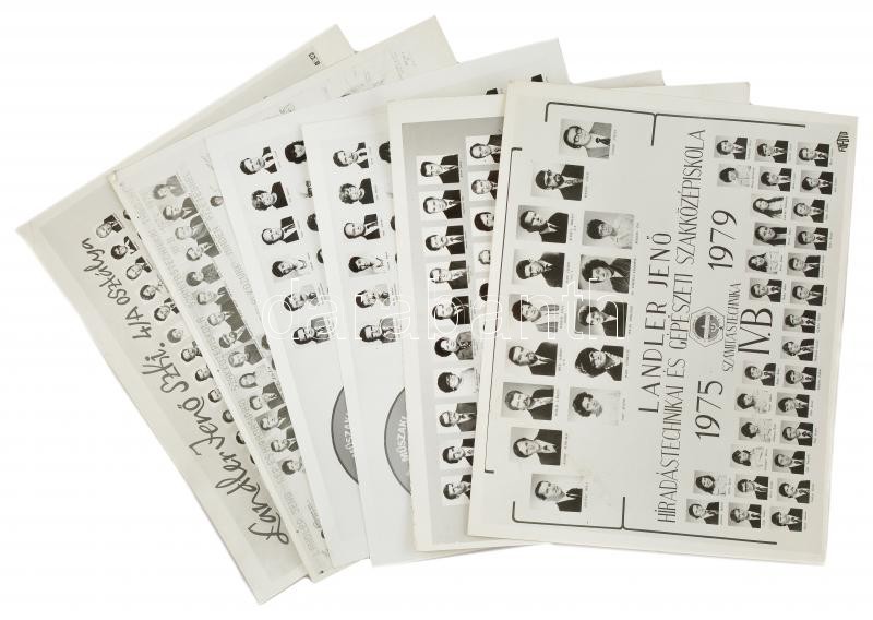 cca 1970-1989 Újpest, Landler Jenő Szakközépiskola, 6 db tablófotó, 30x25 cm körüli méretben