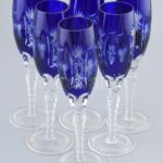 Ajka kristály: 6db pezsgős pohár, hibátlan, jelzés nélkül, m: 22,5 cm