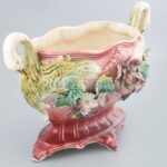 Antik fajansz virágtartó, hattyús motívumokkal, lepattanásokkal, m: 24cm - Image 2