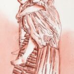 EL jelzéssel: Anya gyermekével. Fajansz 24x19 cm, szép keretben. - Image 2