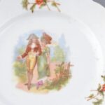 12 személyes süteményes készlet, matricás porcelán, kopott, jelzés nélkül. - Image 2