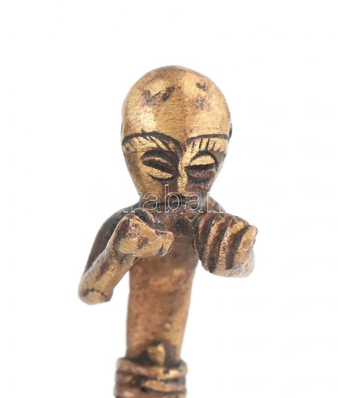 Afrikai antik bronz miniatűr, m: 6 cm - Image 3