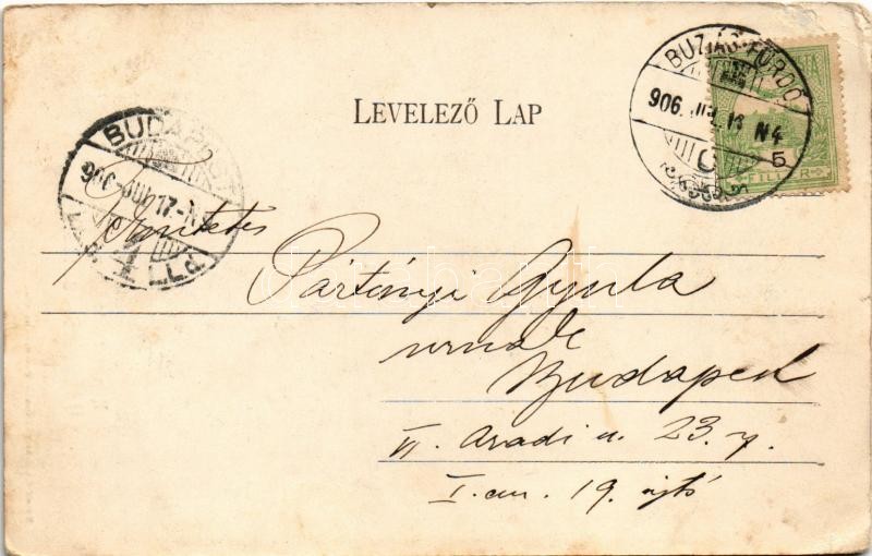 1906 Buziásfürdő, Baile Buzias; Római katolikus templom, szálloda. Nosek Gusztáv kiadása / Catholic church, hotel (kis szakadások / small tears) - Image 2