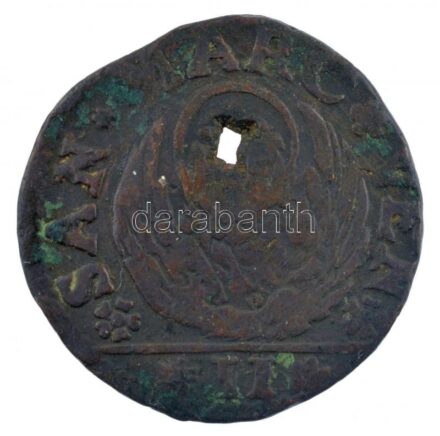 Olasz Államok / Velencei Köztársaság 1688-1694. 2S Cu T:3,3- ly. Italian States / Republic of Venice 1688-1694. 2 Soldi Cu C:F,VG holed Krause KM#2