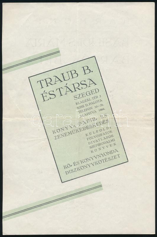 1935 Basilides Mária és Bartók Béla hangversenyének meghívója és műsora Bartók és Basilides autográf aláírásával / Autograph signed concert flyer - Image 2