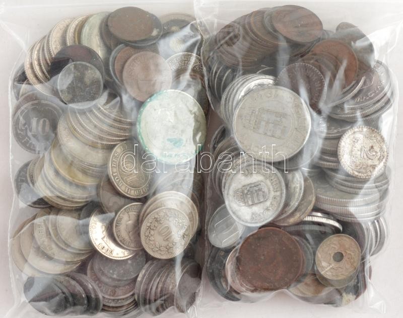 ~817g-os vegyes érme tétel európai országokból, közte sok magyar és háborús kiadás T:vegyes