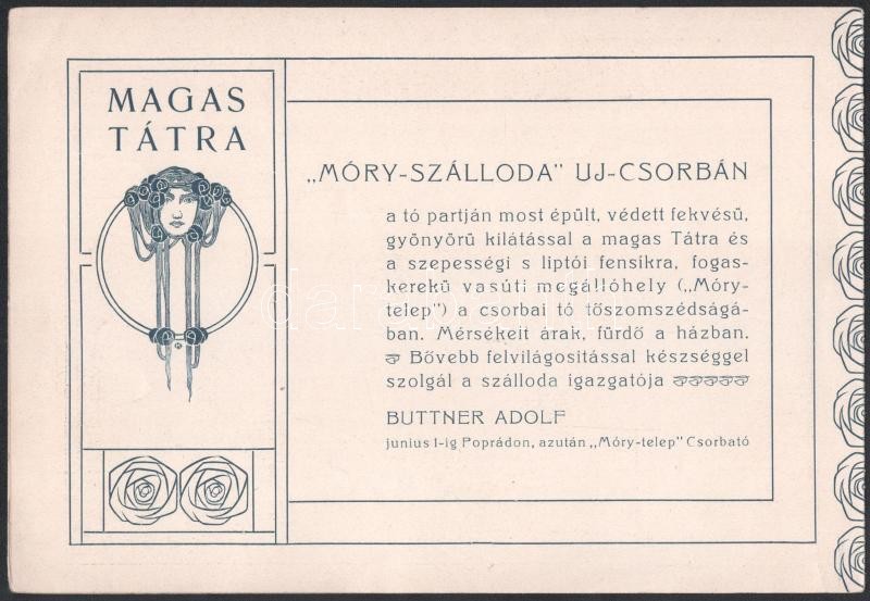 cca 1910 'Móry-Szálloda' Új-Csorbán, szecessziós ismertető prospektus