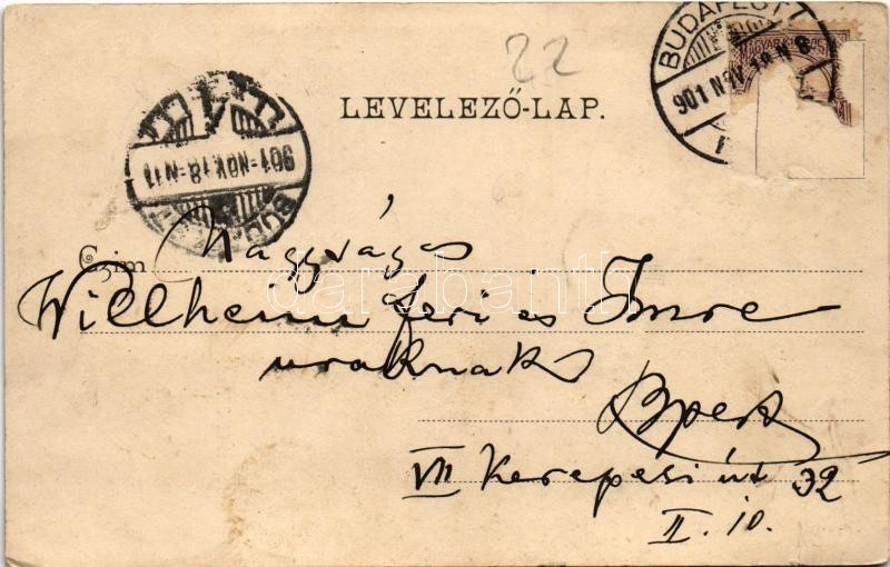 1901 Budapest VII. Kerepesi út 32. (Rákóczi út) üzletek, Rókus kórház és kápolna. Divald Károly 425. sz. (b) - Image 2