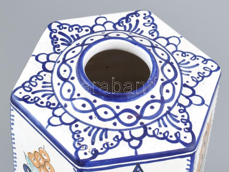 Habán múzeumi másolat edény. Kézzel festett, jelzett, hibátlan. 26 cm - Image 2