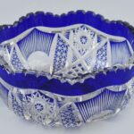 Kék kristály kínáló tál. Hibátlan. d 17 cm