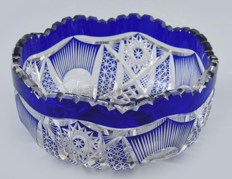 Kék kristály kínáló tál. Hibátlan. d 17 cm