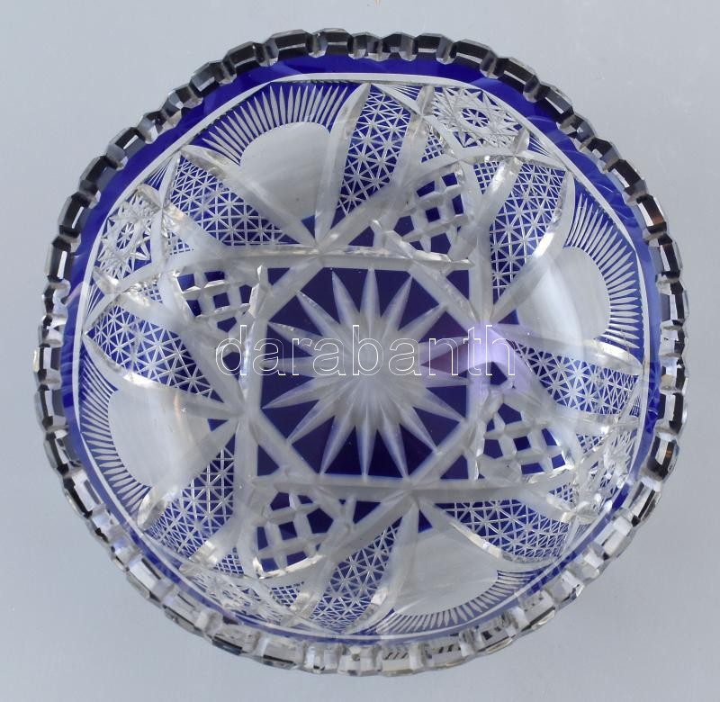 Kék kristály kínáló tál. Hibátlan. d 17 cm - Image 2