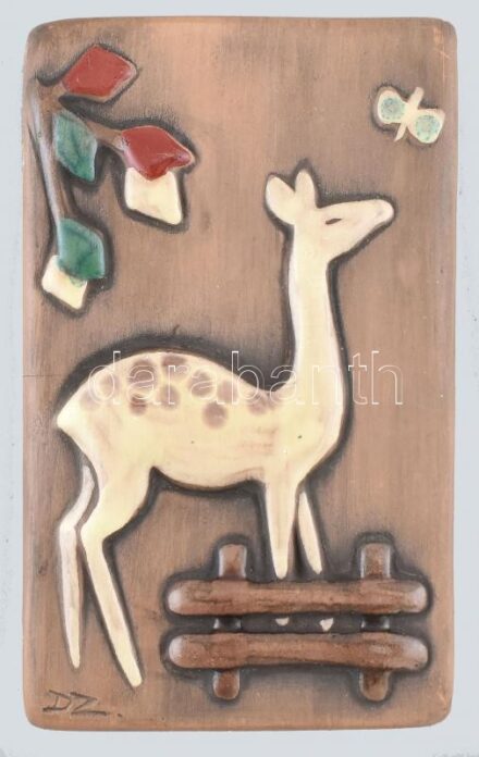 Sweden Christina Keramik retró falplasztika, jelzett, hibátlan, 15x9 cm