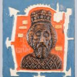 Pázmándy Antal: Győri Szent László hermája. Falplasztika. Jelzett, hibátlan, 23x20 cm