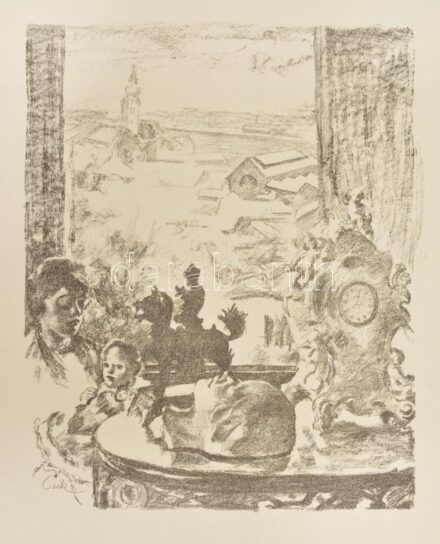 Csók István (1865-1961): Züzü. Litográfia, papír, jelezve balra lent, 22×26 cm