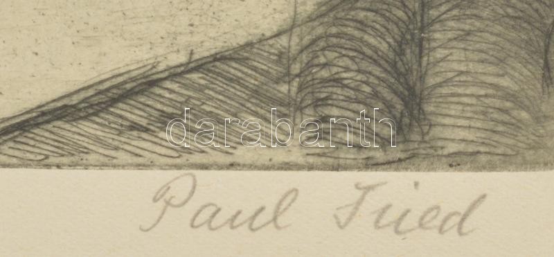 Fried Pál (1893-1976): Lovaskocsi. Rézkarc, papír, jelezve jobbra lent, 24,5×32,5 cm. Ritka, gyűjtői darab, feltehetően a művész amerikai korszakából. - Image 2