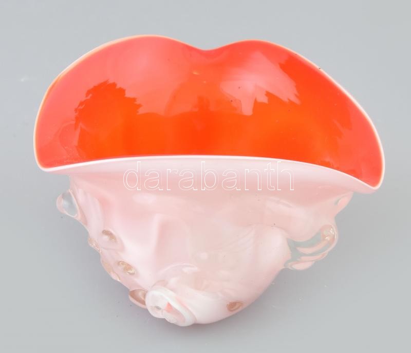 Retró üveg tálka, többrétegű, hibátlan, d: 12 cm