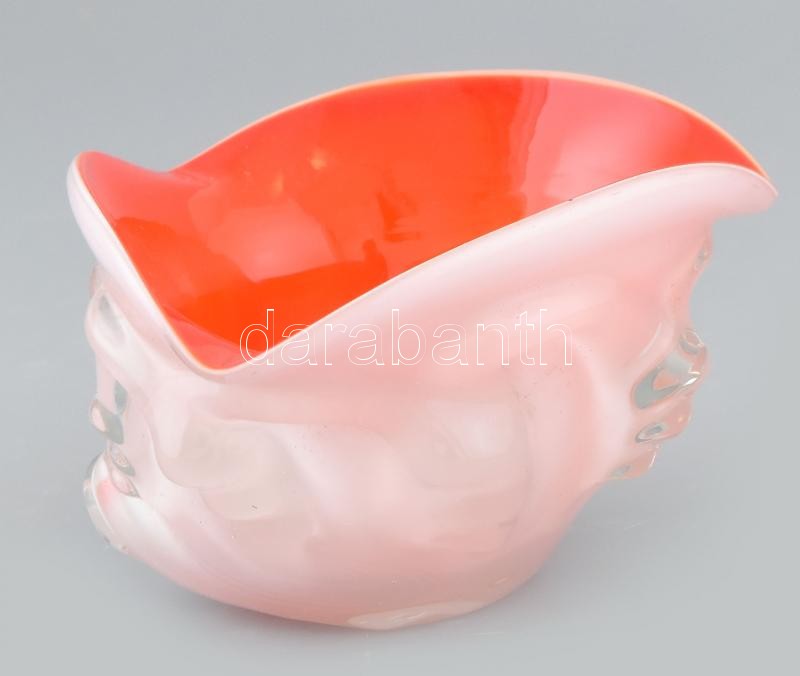 Retró üveg tálka, többrétegű, hibátlan, d: 12 cm - Image 2