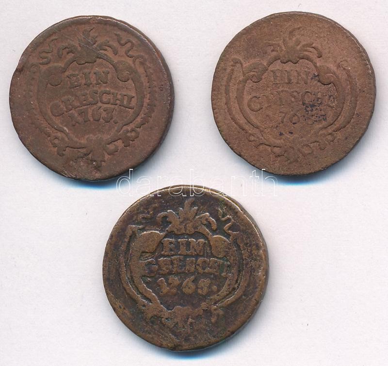 Erdély 1763-1765. Rézgaras (3x) T:3 Transylvania 1763. Greschl Cu (3x) C:F