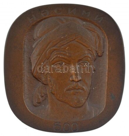 Szovjetunió 1973. 'Nasimi 600' kétoldalas bronz emlékplakett Imadaddin Nasimi türk költő emlékére. Szign.: Pusztamov (56x60mm) T:1- Soviet Union 1973. 'Nasimi 600' two-sided bronze plaque in memory of the Turkic poet Imadaddin Nasimi.