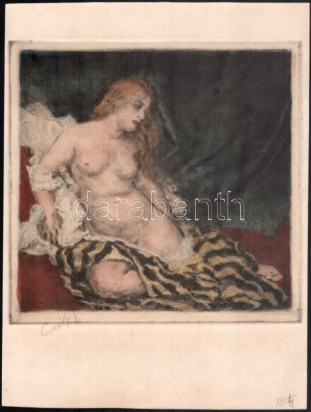 Csók István (1865-1961) - Prihoda István (1891-1956): Thámár (akt). Rézkarc, papír, jelzett (Csók I.), 22x23 cm