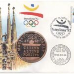 1992. Papp László (1947-) 'Barcelonai Olimpia- Magyar Csapat' bronz emlékérem érmés borítékban, bélyeggel, első napi és alkalmi bélyegzéssel (42,5mm) T:1