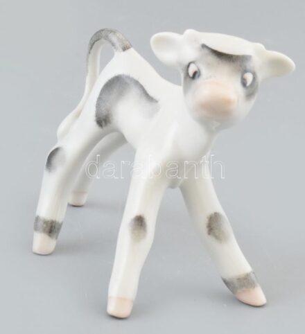 Hollóházi porcelán boci, kézzel festett, jelzett, hibátlan, m: 10 cm