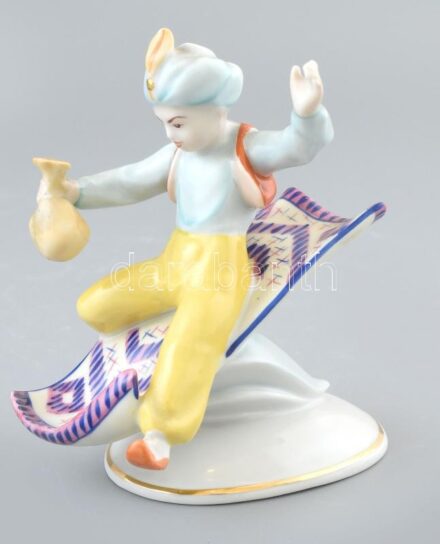 Hollóházi Aladin, kézzel festett, jelzett, hibátlan, m:13,5 cm