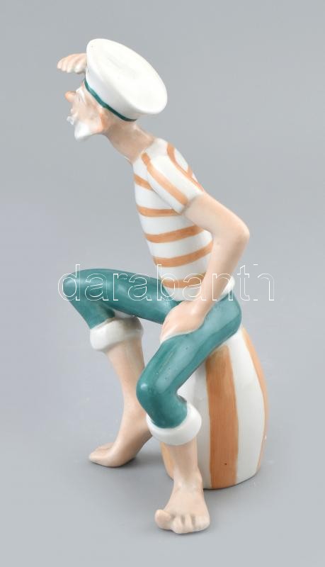 Drasche Popey, kézzel festett porcelán, pipája hiányzik, jelzett, m: 16 cm - Image 2