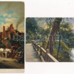 4 db RÉGI Stengel művész képeslap vegyes minőségben / 4 pre-1945 Stengel art postcards in mixed quality