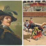 4 db RÉGI Stengel litho művész képeslap vegyes minőségben / 4 pre-1945 Stengel litho art postcards in mixed quality - Image 2