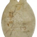 1930. 'Budapest - 1930 / Herend' hátoldalán jelzett Herendi porcelán plakett füllel (38x58mm) T:2 hátoldalon berepedés - Image 2