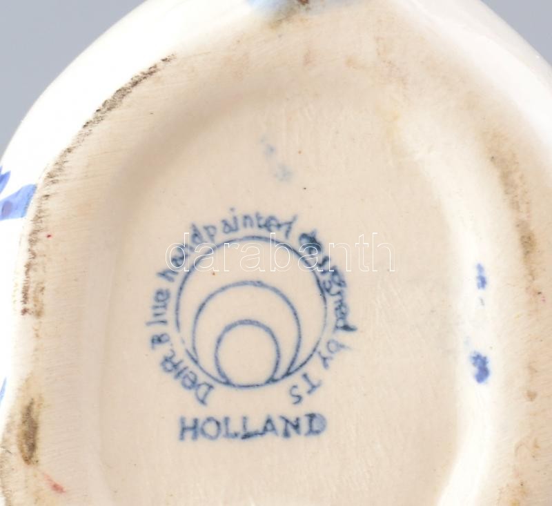 Delft holland figurális tejkiöntő, tehén / boci, jelzett, hibátlan, m: 13,5 cm - Image 3