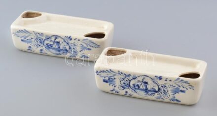 2db holland radiátor párologtató, kézzel festett porcelán, jelzés nélkül, belül vízkőnyomokkal, 19x9 cm