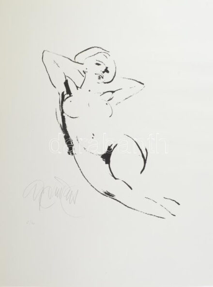 Gyémánt László (1935-): Női fekvő akt. Szitanyomat, papír, jelzett, számozott: 6/40. 49x65 cm / serigraphy on paper, signed, numbered: 6/40