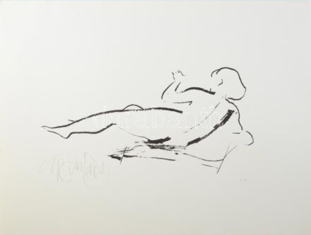 Gyémánt László (1935-): Fekvő női akt. Szitanyomat, papír, jelzett, művészpéldány E.A. jelzéssel 49x65 cm / serigraphy on paper, signed, artist's proof E.A.