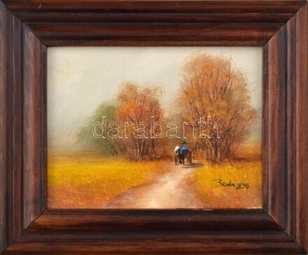 Benda Zoltán (1963-): Hazafelé. Olaj, farost, jelzett, fakeretben, 13×17 cm