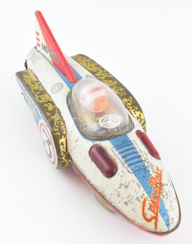 SPACE BOAT ROCKET 3 ME-078, játék holdjáró, pléh, kopott, 1960 körül, hátsó elemtartó hiányzik h: 33 cm - Image 2