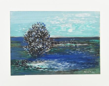 Hézső Ferenc (1938-): Sáros föld, 2000. Tempera, papír, jelzett, hátoldalán autográf felirattal, 24×34 cm
