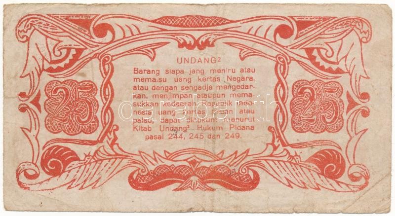 Indonézia 1947. 25R T:III- Indonesia 1947. 25 Rupiah C:VG Krause P#S124 - Image 2