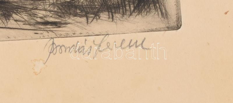 Bordás Ferenc (1911-1982): Kerekes kút. Rézkarc, papír, jelzett, lap széle kissé foltos, 30x39 cm - Image 2