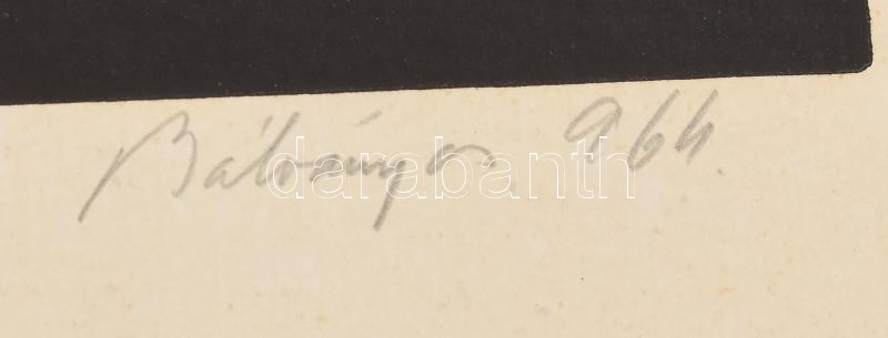 Bálványos Huba (1938-2011): Csendes utca, 1964. Linómetszet, papír, jelzett, kartonra kasírozva, 23x34,5 cm - Image 2