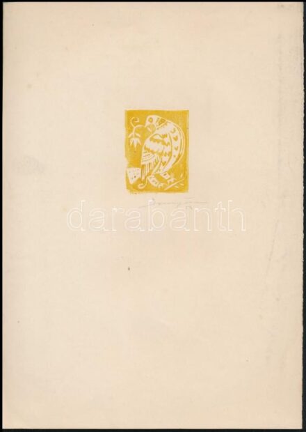 Domján József (1907-1992): Galamb. Fametszet, papír, jelzett, 6×4,5 cm