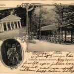 1904 Szliács, Sliac; Kápolna, József-forrás. Lechnitzky O. fénynyomdája kiadása / spa, chapel, spring source. Art Nouveau, floral (kis szakadás / small tear)