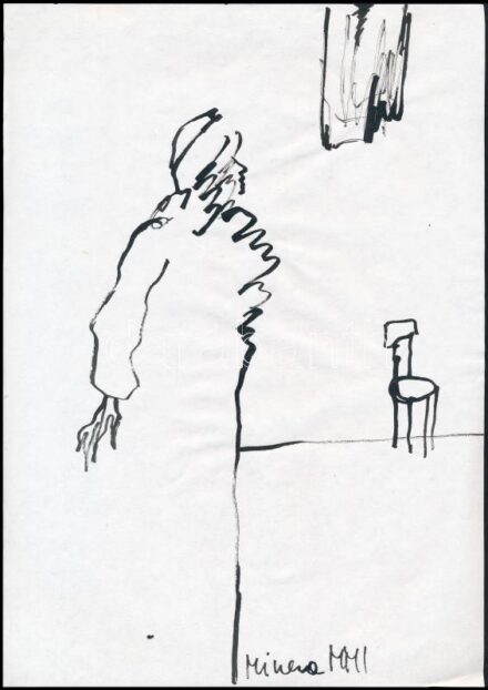 Varga Patrícia Minerva (1963-): Lányka. Tus, papír, jelzett, 30×21 cm