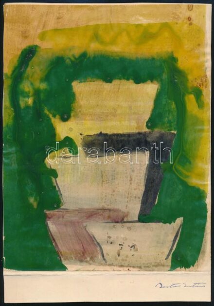 Barta István (1892-1976): Gesztus. Vegyes technika, papír, jelzett, papírra kasírozva, lap széle kissé sérült, 26×20 cm