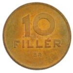 1950. 10f Cu-Al 'citromsárga' Artex utánveret műanyag kapszulában T:1,1- kis patina Adamo F3
