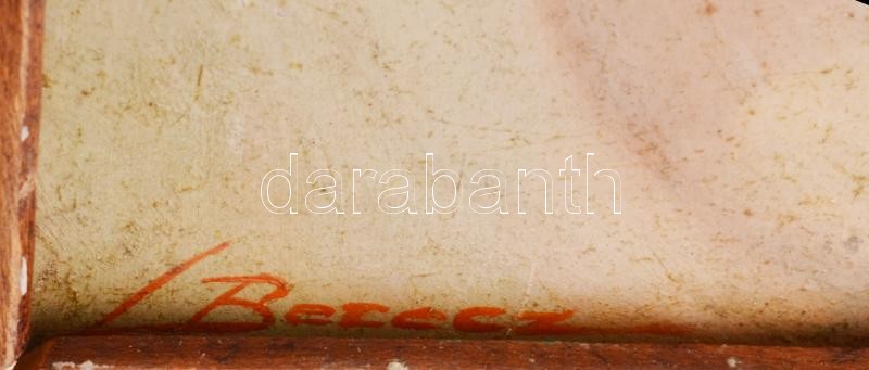 L Berecz jelzéssel: Női portré. Olaj, farost. Fakeretben, 22,5x18 cm - Image 2