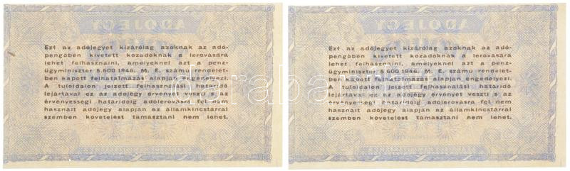 1946. 10.000.000AP (2x) hátoldali szövegben több ékezethiány T:III / Hungary 1946. 10.000.000 Adópengő (2x) several missing dots in the text on the back C:F Adamo P54 - Image 2